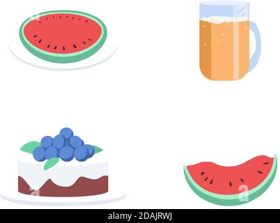 Summer snack flat color vector object set Stock Vector