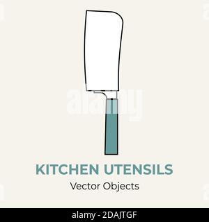 Kitchen knife vector isolate illustration. Vector line illustration icon menu banner flayer. Kitchen cutlery simple logo Stock Vector