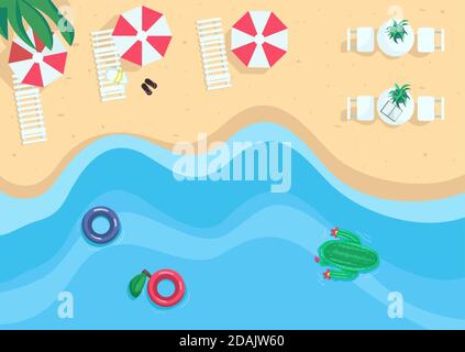 Seaside resort flat color vector illustration Stock Vector