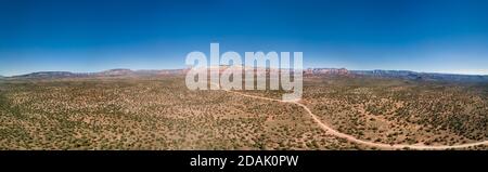 Drone view over Palatki Heritage Site in Box Tank Red Rock State Park Sedona Arizona Stock Photo