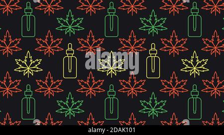 Marijuana leaf with cosmetic bottle with CBD Stock Vector