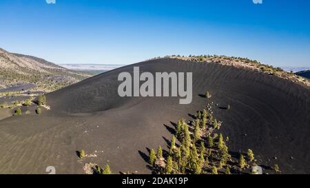 Drone view of Sunset Crater and surroundings in Coconino County Arizona Stock Photo