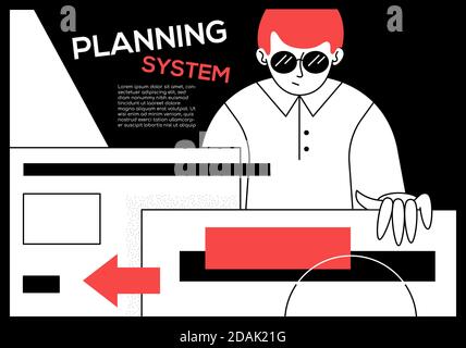 Planning system - modern flat design style web banner Stock Vector