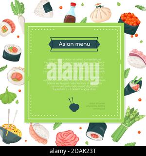 Asian menu - colorful flat design style banner Stock Vector