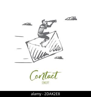 Contact us, mail, customer, service concept. Hand drawn isolated vector. Stock Vector