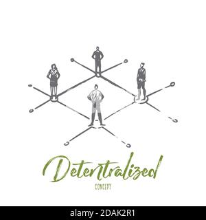 Decentralized, people, connected, element, structure concept. Hand drawn isolated vector. Stock Vector