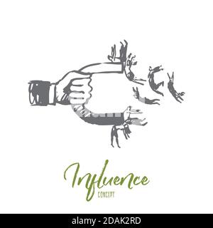 Influence, magnet, business, audience, share concept. Hand drawn isolated vector. Stock Vector