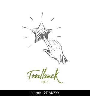 Feedback, star, service, quality, mark concept. Hand drawn isolated vector. Stock Vector