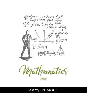 Mathematics, education, science, school, study concept. Hand drawn isolated vector. Stock Vector