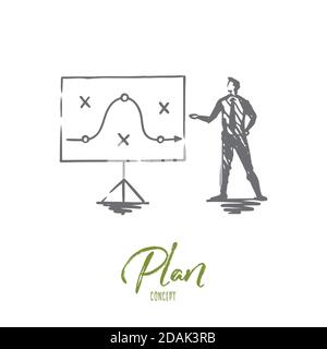Plan, strategy, marketing, project, tactic concept. Hand drawn isolated vector. Stock Vector