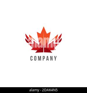 Maple leaf road logo. Maple leaf emblem vector. Canada sign logo Stock Vector