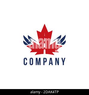 Maple leaf road logo. Maple leaf emblem vector. Canada sign logo Stock Vector