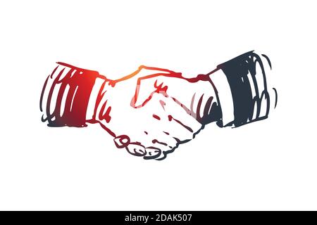 Commitment, hand, deal, business, partnership concept. Hand drawn isolated vector. Stock Vector