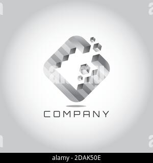 C letter 3d vector logo. # d geometric vector emblem Stock Vector