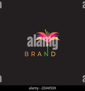 Flower geometric vector logo. Flower emblem. Vector Stock Vector
