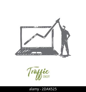 Traffic, internet, web, business, marketing concept. Hand drawn isolated vector. Stock Vector