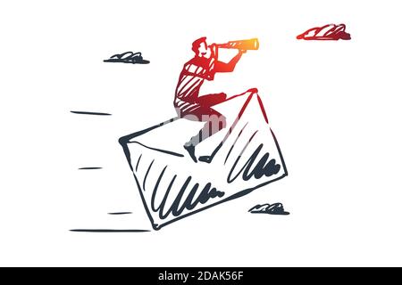 Contact us, mail, customer, service concept. Hand drawn isolated vector. Stock Vector