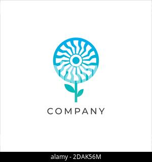 Flower geometric vector logo. Flower emblem. Vector Stock Vector
