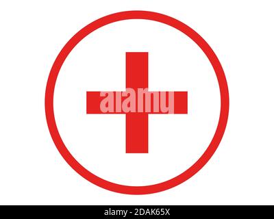 Red cross sign vector isolated on white background Stock Photo