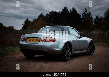 Mazda MX5 driving on the open roads Stock Photo