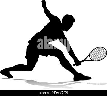 Tennis Silhouette Sport Player Man Stock Vector