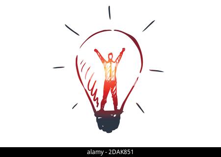 Learn more, information, knowledge, success, study concept. Hand drawn isolated vector. Stock Vector