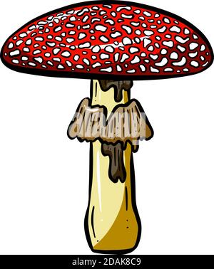 Fun Cartoon Mushroom Toadstool Character Vector Illustration Stock Vector