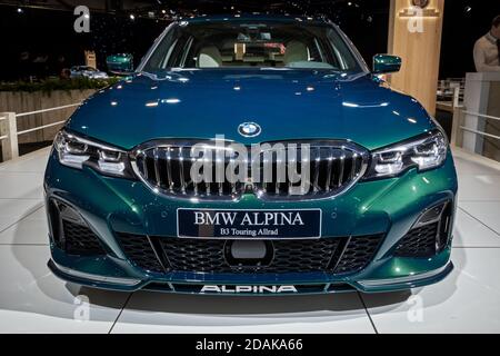 BMW Alpina B3 Touring Allrad model showcased at the Brussels Autosalon 2020 Motor Show. January 9, 2020: Stock Photo