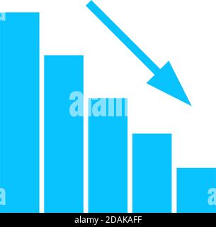 Graph down icon flat. Blue pictogram on white background. Vector illustration symbol Stock Vector