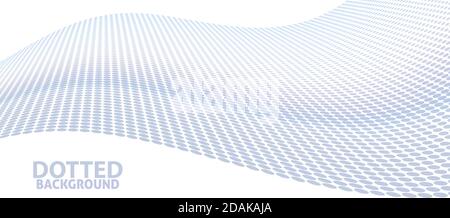 Abstract periwinkle gray dotted wave with halftone effect on white background. Vector graphic template Stock Vector