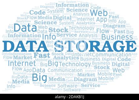 Data Storage vector word cloud, made with the text only. Stock Vector