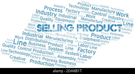 Selling Product word cloud create with the text only. Stock Vector