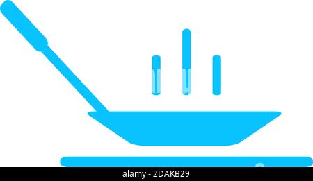 Frying pan icon flat. Blue pictogram on white background. Vector illustration symbol Stock Vector