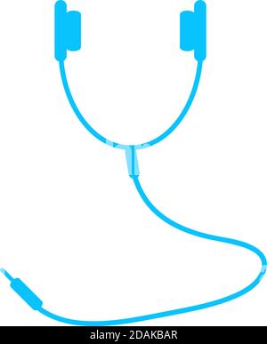 Headphones icon flat. Blue pictogram on white background. Vector illustration symbol Stock Vector