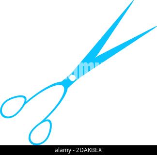 Barber scissors icon flat. Blue pictogram on white background. Vector illustration symbol Stock Vector