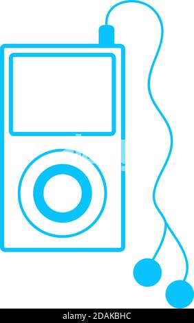 Mp3 player icon flat. Blue pictogram on white background. Vector illustration symbol Stock Vector