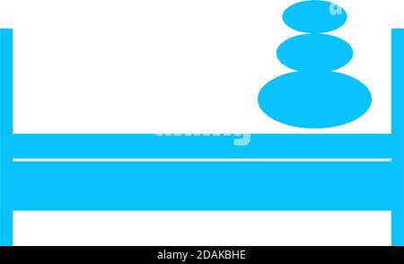Bed with pillows icon flat. Blue pictogram on white background. Vector illustration symbol Stock Vector