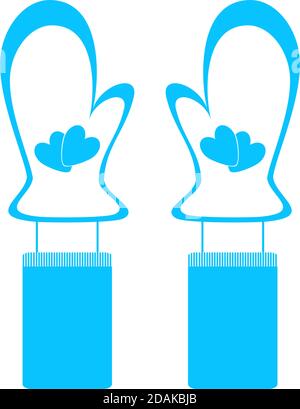 Mittens winter icon flat. Blue pictogram on white background. Vector illustration symbol Stock Vector