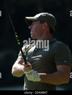 Augusta, United States. 13th Nov, 2020. Rory McIlroy of Northern Ireland watches his drive off the 14th tee during the first round of the 2020 Masters golf tournament at Augusta National Golf Club in Augusta, Georgia on Friday, November 13, 2020. Photo by Kevin Dietsch/UPI Credit: UPI/Alamy Live News Stock Photo