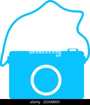 Camera icon flat. Blue pictogram on white background. Vector illustration symbol Stock Vector