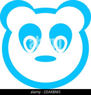 Baby panda face icon flat. Blue pictogram on white background. Vector illustration symbol Stock Vector