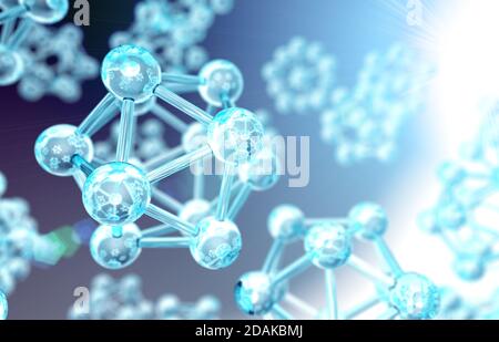 Molecule or atom design, Abstract structure for Science or chemical  background.Science background.3d rendering Stock Photo