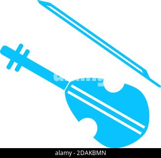 Violin icon flat. Blue pictogram on white background. Vector illustration symbol Stock Vector