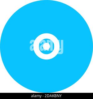 Vinyl record icon flat. Blue pictogram on white background. Vector illustration symbol Stock Vector