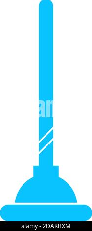 Toilet Plunger icon flat. Blue pictogram on white background. Vector illustration symbol Stock Vector
