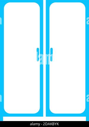 Cupboard wardrobe icon flat. Blue pictogram on white background. Vector illustration symbol Stock Vector