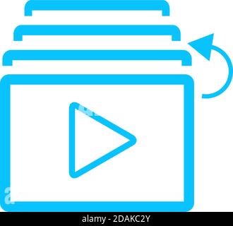 Playlist icon flat. Blue pictogram on white background. Vector illustration symbol Stock Vector