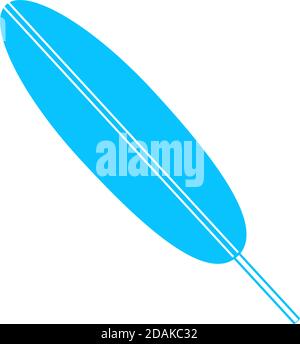 Feather icon flat. Blue pictogram on white background. Vector illustration symbol Stock Vector