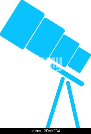 Telescope icon flat. Blue pictogram on white background. Vector illustration symbol Stock Vector