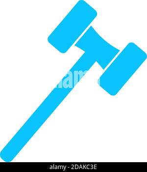 Mallet icon flat. Blue pictogram on white background. Vector illustration symbol Stock Vector